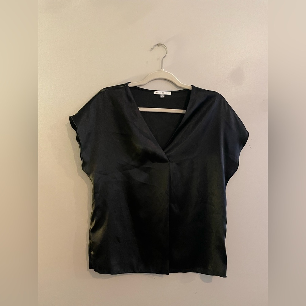Tash + Sophie Black Satin Dress Shirt